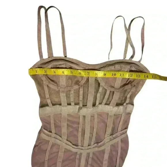 Misguided Women’s Mesh Bandage Corset Detail Mini Dress stretchy material. - Picture 14 of 14